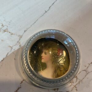 Vintage Glass Paperweight with Portrait